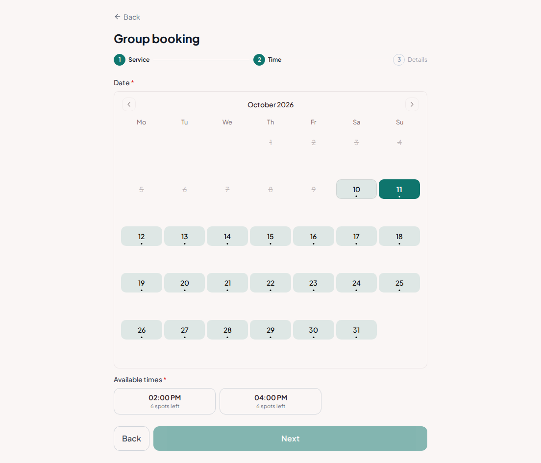 Group booking for escape rooms – Group booking calendar with available slots that fit the whole team Group booking for escape rooms – Group booking calendar with available slots that fit the whole team