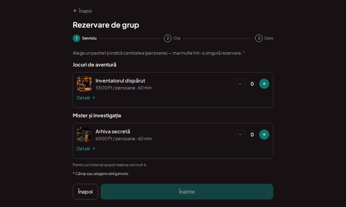 Rezervări de grup pentru camere de evadare – Camere de evadare cu imagini, durată, preț pe persoană și alegerea numărului de participanți