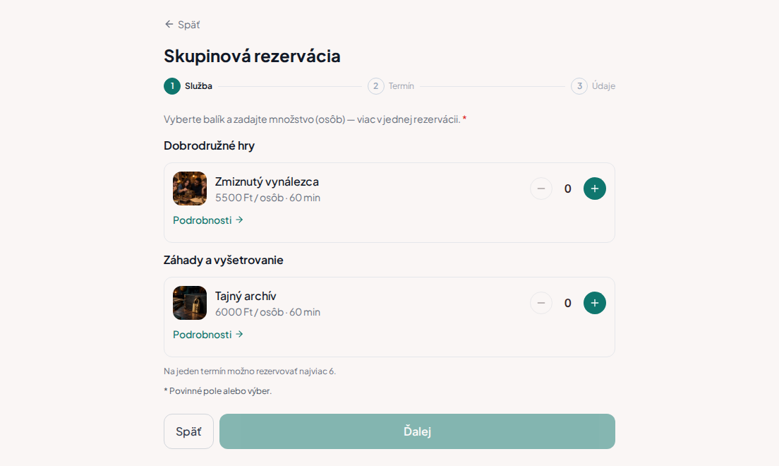Skupinové rezervácie únikových hier – Únikové hry s fotografiami, trvaním, cenou na osobu a výberom počtu hráčov Skupinové rezervácie únikových hier – Únikové hry s fotografiami, trvaním, cenou na osobu a výberom počtu hráčov
