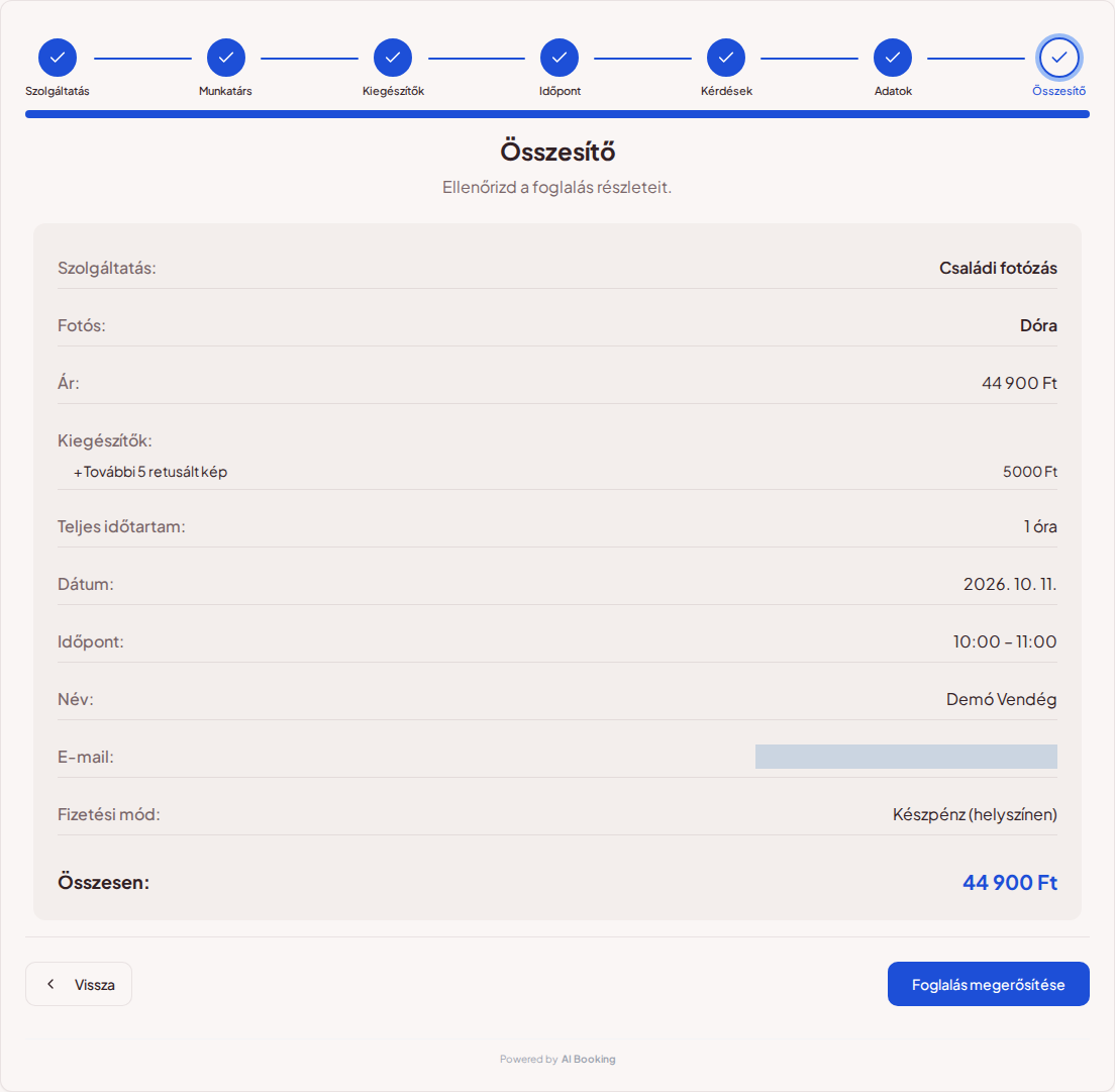 Online időpontfoglaló fotósoknak – Fotózás foglalási összesítője a fotós nevével, csomaggal, dátummal és teljes árral Online időpontfoglaló fotósoknak – Fotózás foglalási összesítője a fotós nevével, csomaggal, dátummal és teljes árral