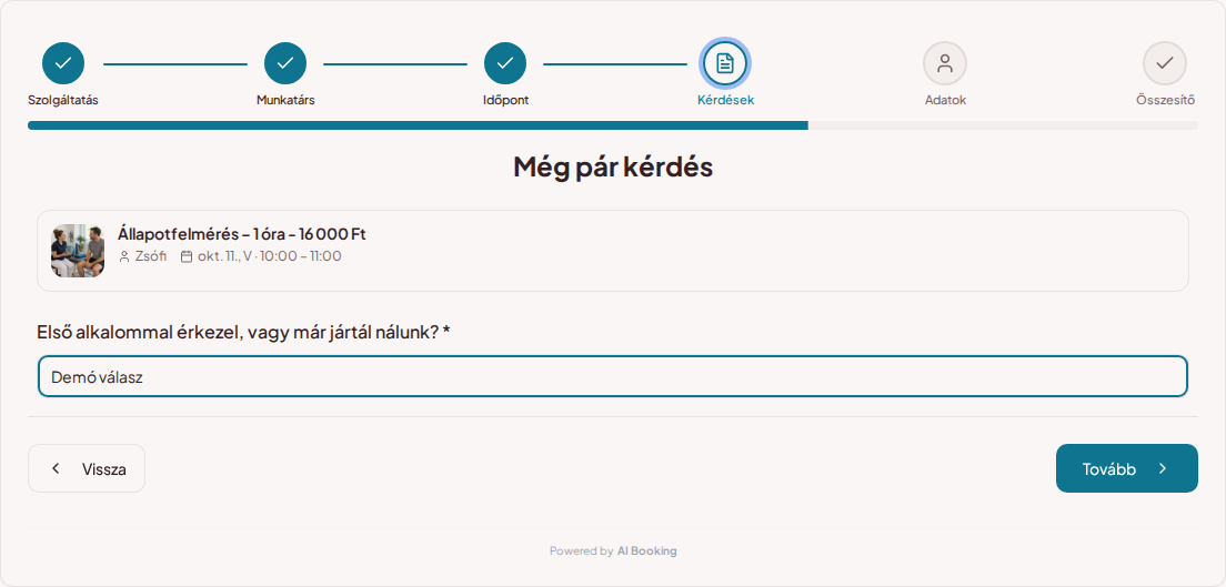Időpontfoglaló rendszer gyógytornászoknak – Gyógytorna előzetes foglalási kérdése: Első alkalommal érkezel, vagy már jártál nálunk?