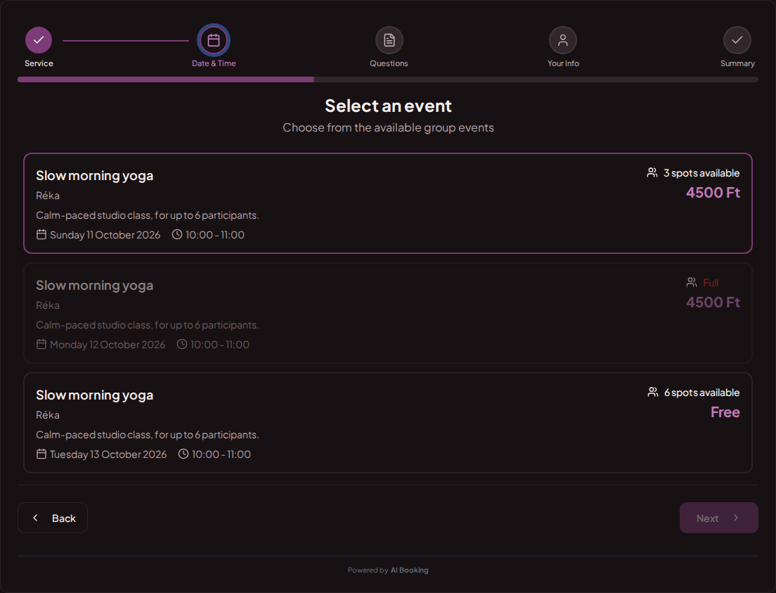 Booking system for yoga and pilates classes – Yoga and pilates class times and available spots Booking system for yoga and pilates classes – Yoga and pilates class times and available spots