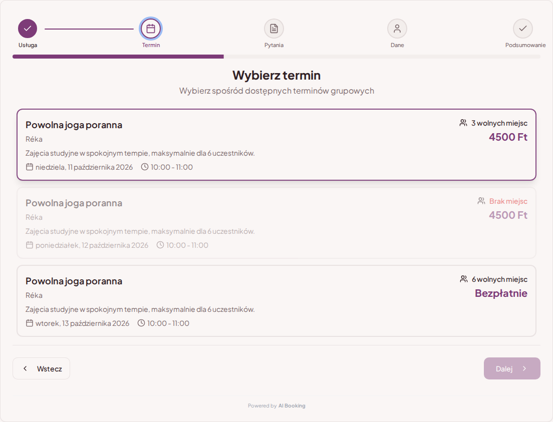 System rezerwacji zajęć jogi i pilatesu – Terminy zajęć jogi i pilatesu oraz wolne miejsca System rezerwacji zajęć jogi i pilatesu – Terminy zajęć jogi i pilatesu oraz wolne miejsca