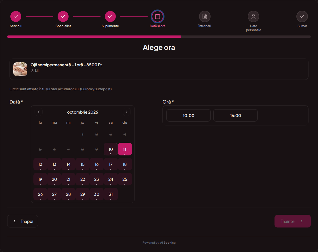 Programări online pentru saloane de unghii – Calendar și ore disponibile pentru tratamentul de unghii ales Programări online pentru saloane de unghii – Calendar și ore disponibile pentru tratamentul de unghii ales