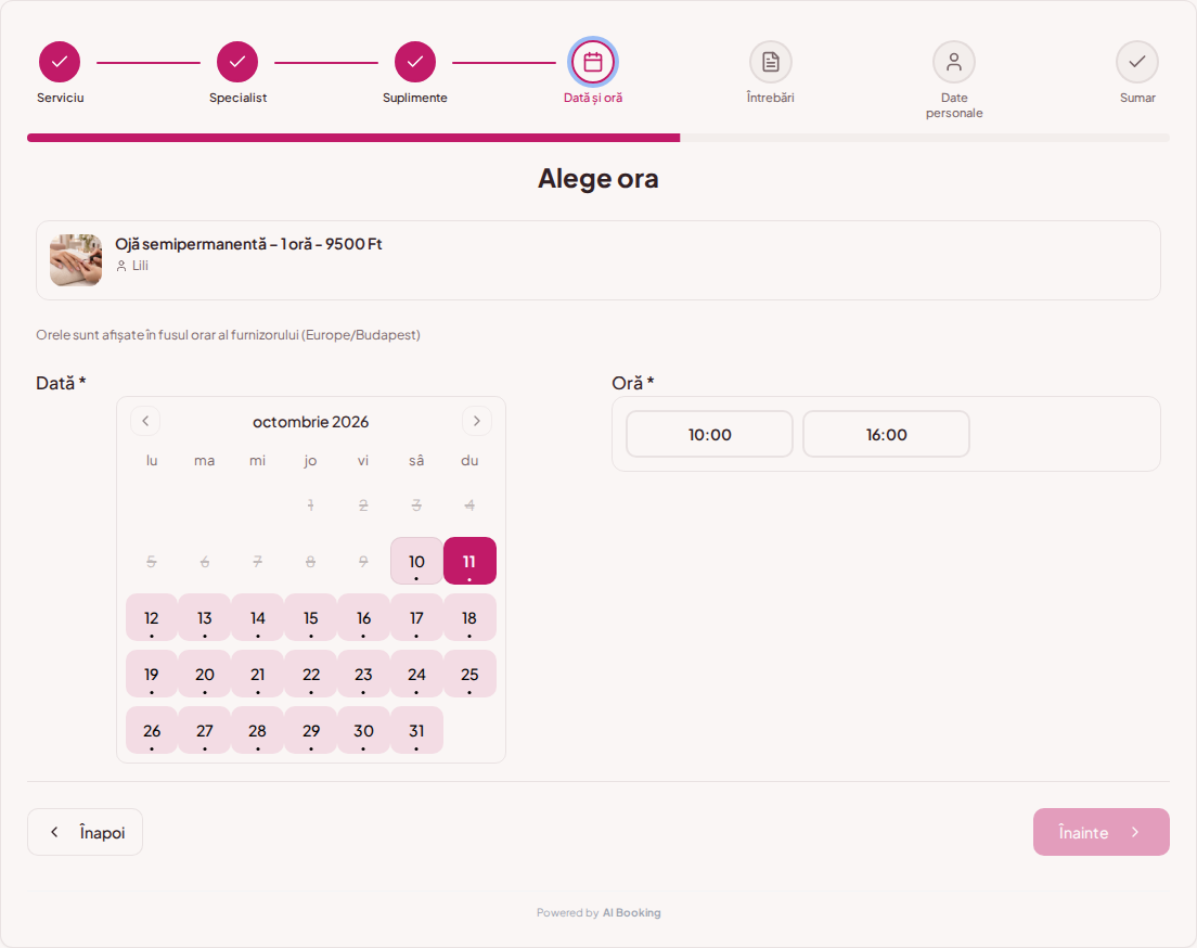 Programări online pentru saloane de unghii – Calendar și ore disponibile pentru tratamentul de unghii ales Programări online pentru saloane de unghii – Calendar și ore disponibile pentru tratamentul de unghii ales