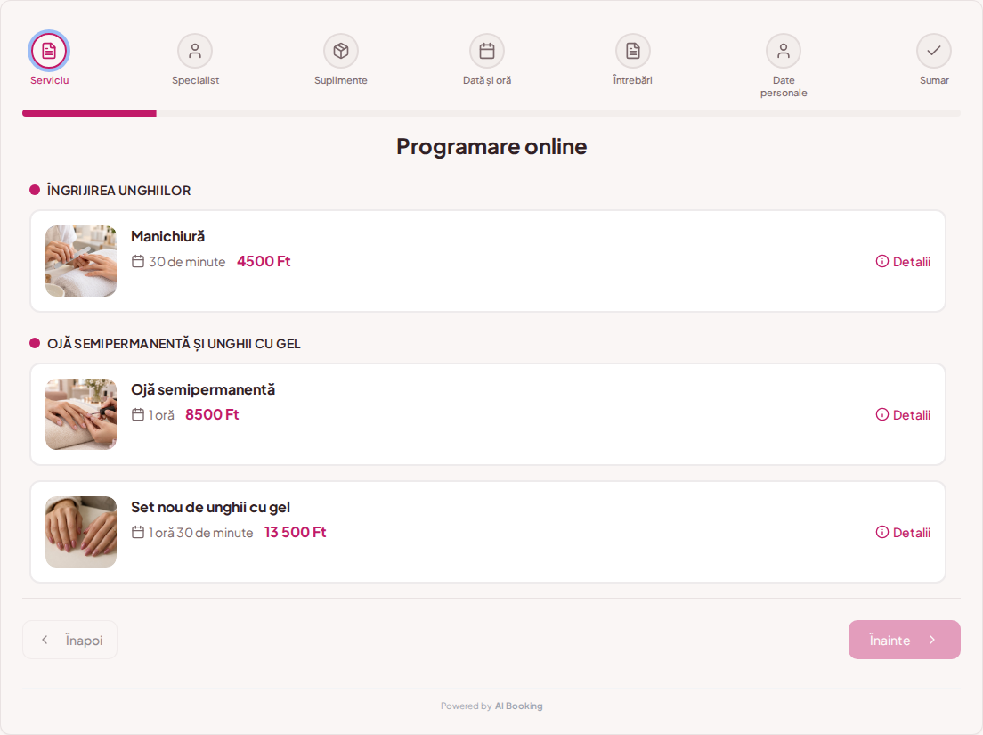 Programări online pentru saloane de unghii – Ojă semipermanentă, manichiură și unghii cu gel, cu imagini, prețuri și durate Programări online pentru saloane de unghii – Ojă semipermanentă, manichiură și unghii cu gel, cu imagini, prețuri și durate