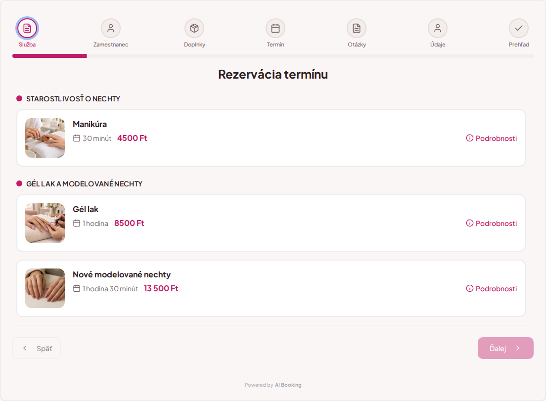 Online rezervácie pre nechtové salóny – Gél lak, manikúra a modelované nechty s fotografiami, cenami a trvaním Online rezervácie pre nechtové salóny – Gél lak, manikúra a modelované nechty s fotografiami, cenami a trvaním