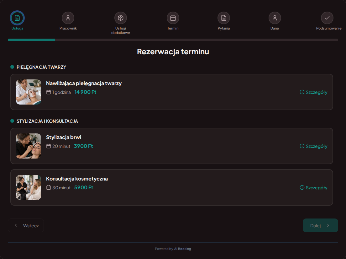 System rezerwacji dla kosmetyczek – Nawilżająca pielęgnacja twarzy, Stylizacja brwi, Konsultacja kosmetyczna z cenami, czasem trwania i kategoriami System rezerwacji dla kosmetyczek – Nawilżająca pielęgnacja twarzy, Stylizacja brwi, Konsultacja kosmetyczna z cenami, czasem trwania i kategoriami
