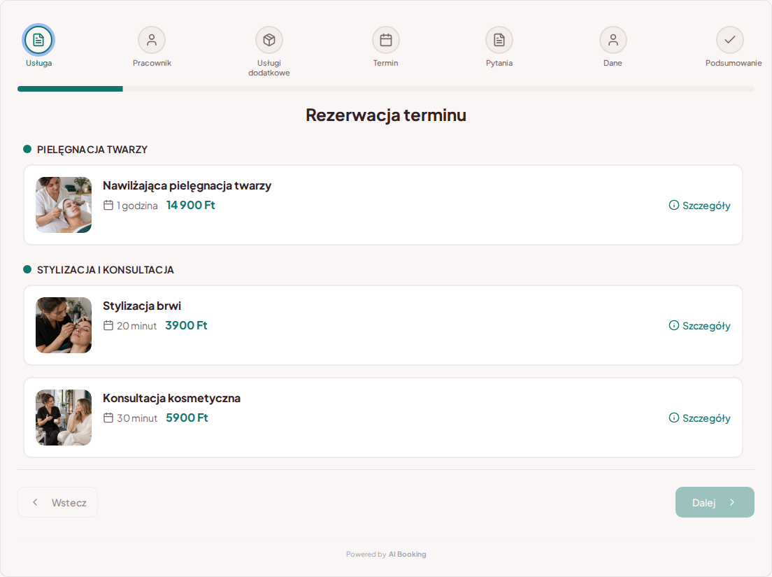 System rezerwacji dla kosmetyczek – Nawilżająca pielęgnacja twarzy, Stylizacja brwi, Konsultacja kosmetyczna z cenami, czasem trwania i kategoriami System rezerwacji dla kosmetyczek – Nawilżająca pielęgnacja twarzy, Stylizacja brwi, Konsultacja kosmetyczna z cenami, czasem trwania i kategoriami