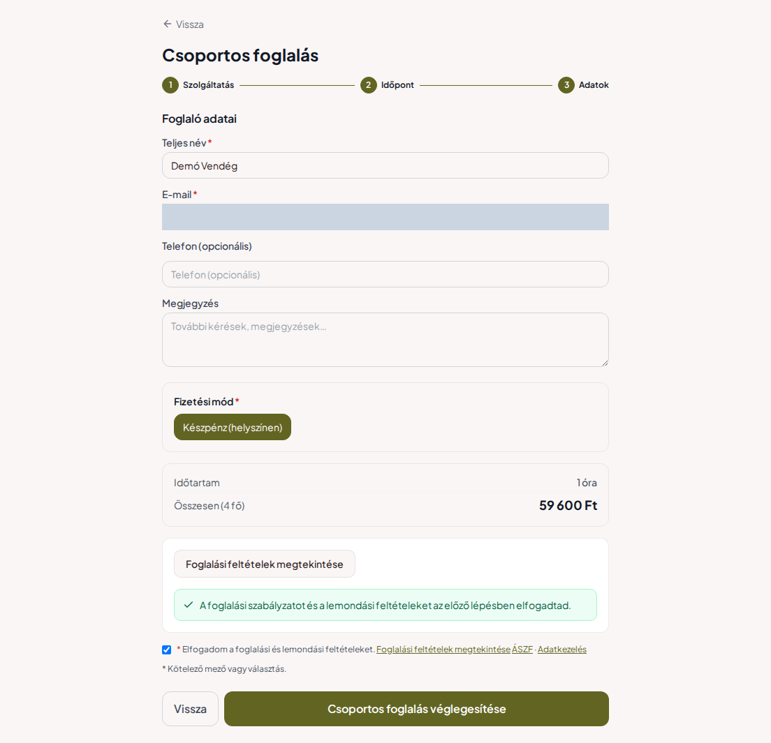 Időpontfoglaló rendszer lőtereknek – Lőtéri program csoportos összesítője a programmal, létszámmal és teljes díjjal Időpontfoglaló rendszer lőtereknek – Lőtéri program csoportos összesítője a programmal, létszámmal és teljes díjjal