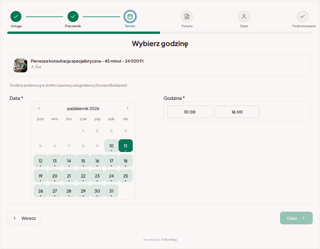 System rezerwacji dla prywatnych gabinetów lekarskich – Kalendarz rezerwacji prywatnej praktyki lekarskiej z wolnymi terminami dla wybranej usługi System rezerwacji dla prywatnych gabinetów lekarskich – Kalendarz rezerwacji prywatnej praktyki lekarskiej z wolnymi terminami dla wybranej usługi
