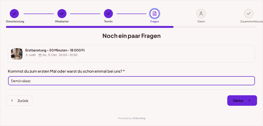 Terminbuchungssystem für Psychologen – Vorab-Buchungsfrage für psychologische Konsultation: Kommst du zum ersten Mal oder warst du schon einmal bei uns? Terminbuchungssystem für Psychologen – Vorab-Buchungsfrage für psychologische Konsultation: Kommst du zum ersten Mal oder warst du schon einmal bei uns?