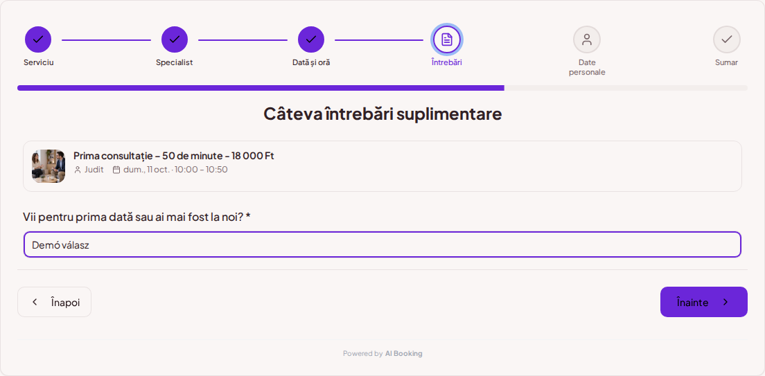 Sistem de programări pentru psihologi – Întrebare prealabilă la rezervarea consultației psihologice: Este prima dată când vii sau ai mai fost la noi? Sistem de programări pentru psihologi – Întrebare prealabilă la rezervarea consultației psihologice: Este prima dată când vii sau ai mai fost la noi?