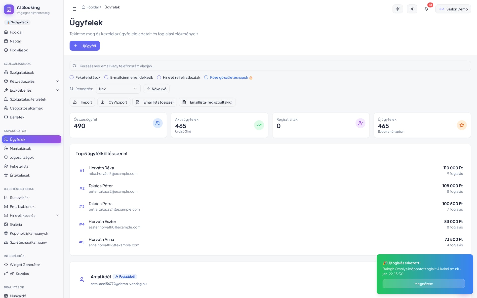 Vendég-CRM — emlékszik mindenre képernyőkép